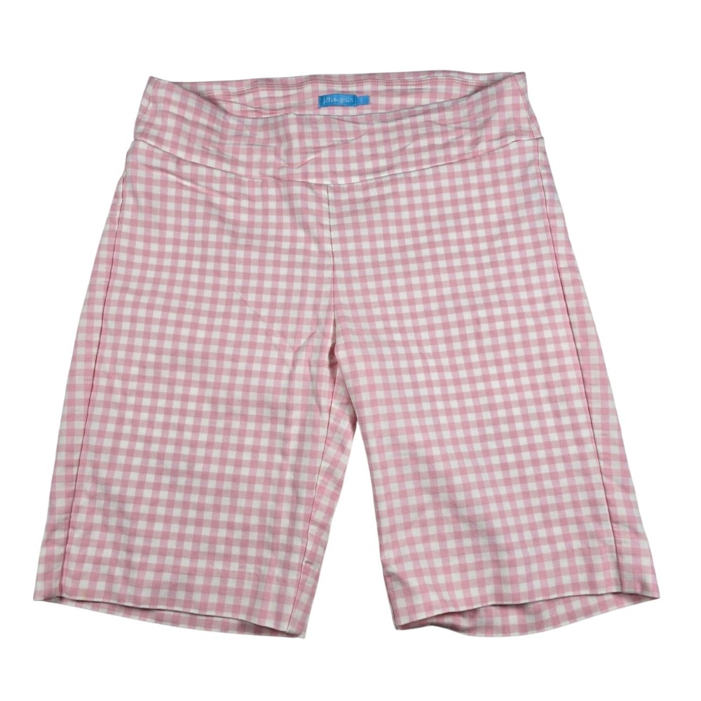J. McLaughlin Masie Pink Gingham Stretch Pull-On 9" Bermuda Shorts- Women's Sz 2